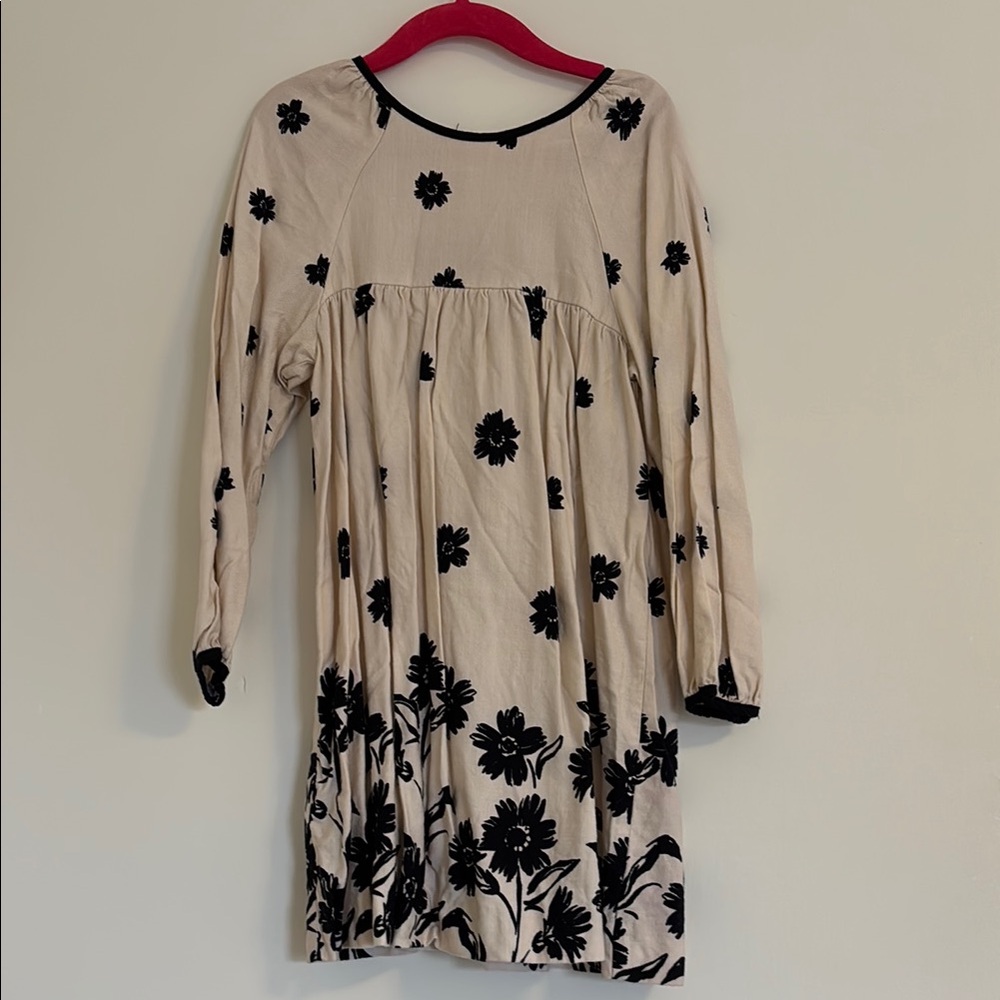 Zara Floral Beige and Black Kids Dress